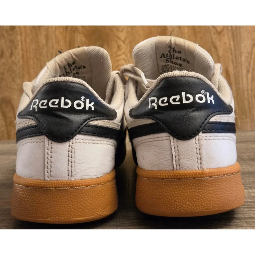 Reebok Club C Revenge Vintage Leather Shoes Men's Size 9.5 White Black Gum Sole